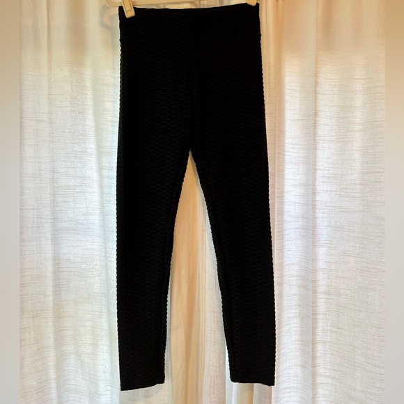 Stretchy Ribbed Butt Black Leggings High Waisted Ruched Booty Leggings Amazon - Picture 5 of 9